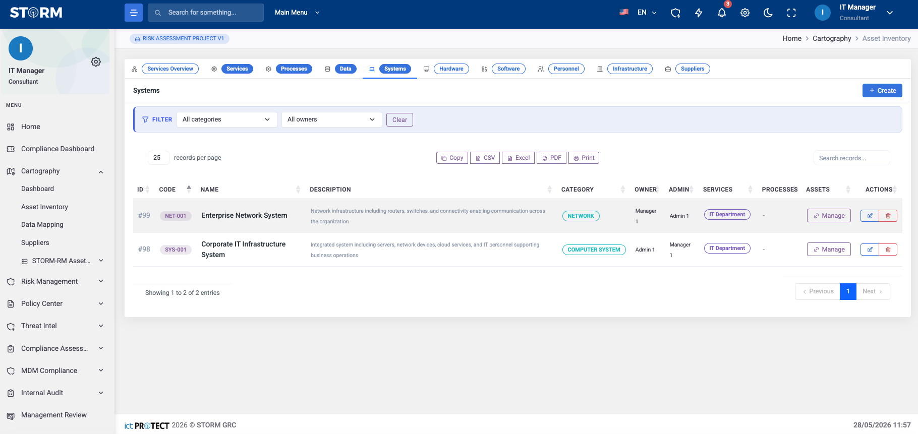 STORM information asset identification interface